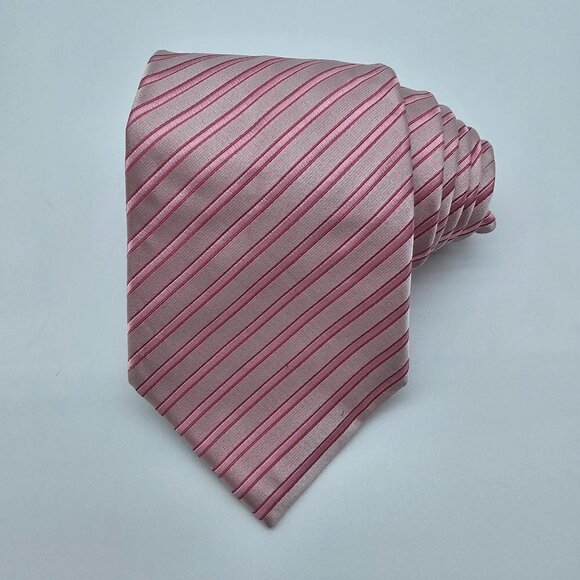 Chereskin Men's Tie, Classic Style, Pink, Handmade, 100% silk - Picture 7 of 7